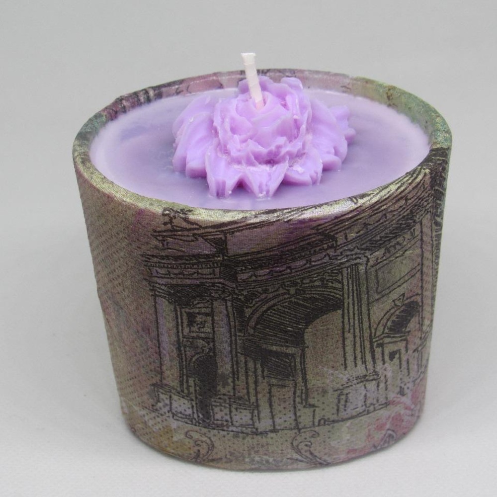 Purple Floral Decorative Candle